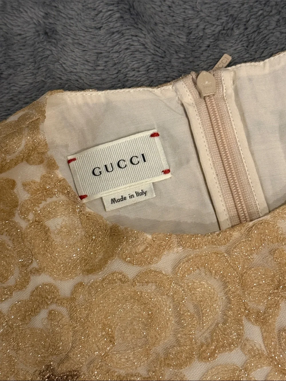 Gucci Girls' Gold Lace Shift Dress
